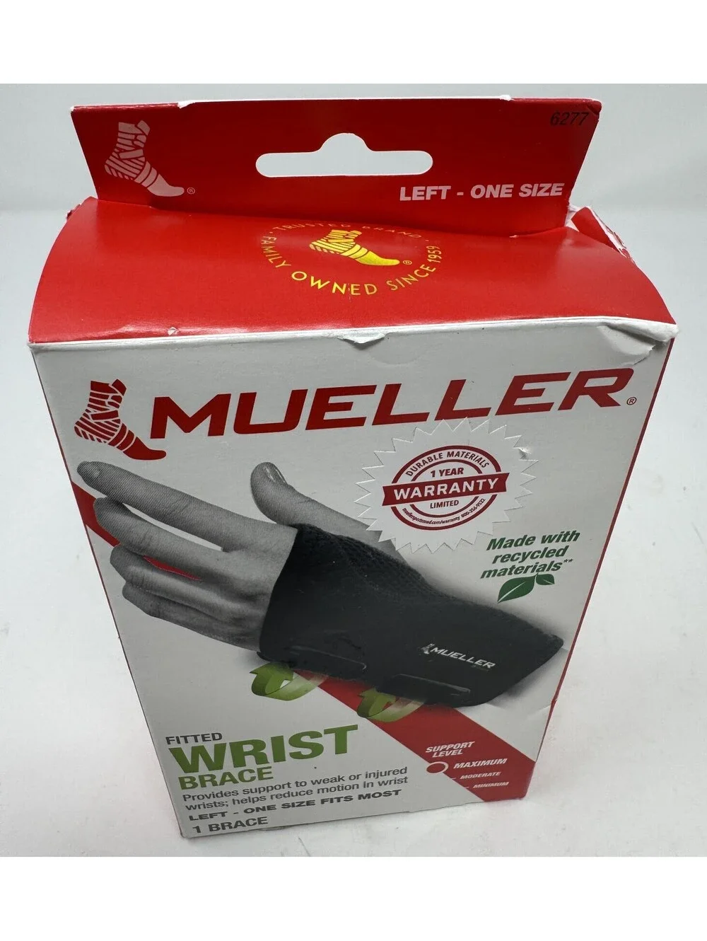 Mueller Sports Medicine Fitted Wrist Brace Left One Size Fits Most
